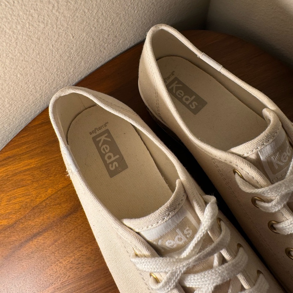 Keds Triple Kick Canvas Cork Foxing Natural Sneakers Size 7.5 - Picture 7 of 12